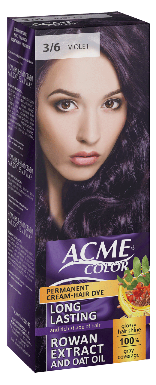 Крем-фарба для волосся Acme-Color EXP, 3/6 Фіолетовий / термін придатноті до 09.24г