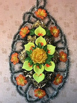 Вінок похоронний з штучних квітів (Косичка мала №4), розміри 130*60см, доставка по Україні.