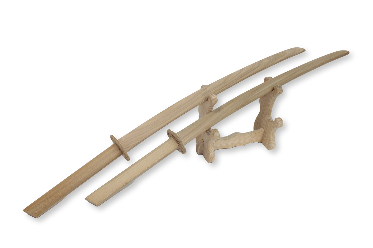 Комплект из 2х катан ( японских мечей самурая) на деревянной подставке. - фото 7 - id-p1653134556