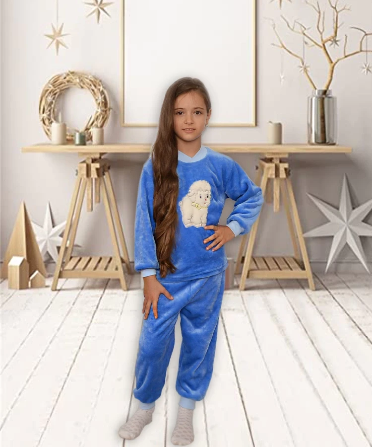 Пижама махровая детская с вышивкой 01229 Микс вельсофт - фото 1 - id-p392766089
