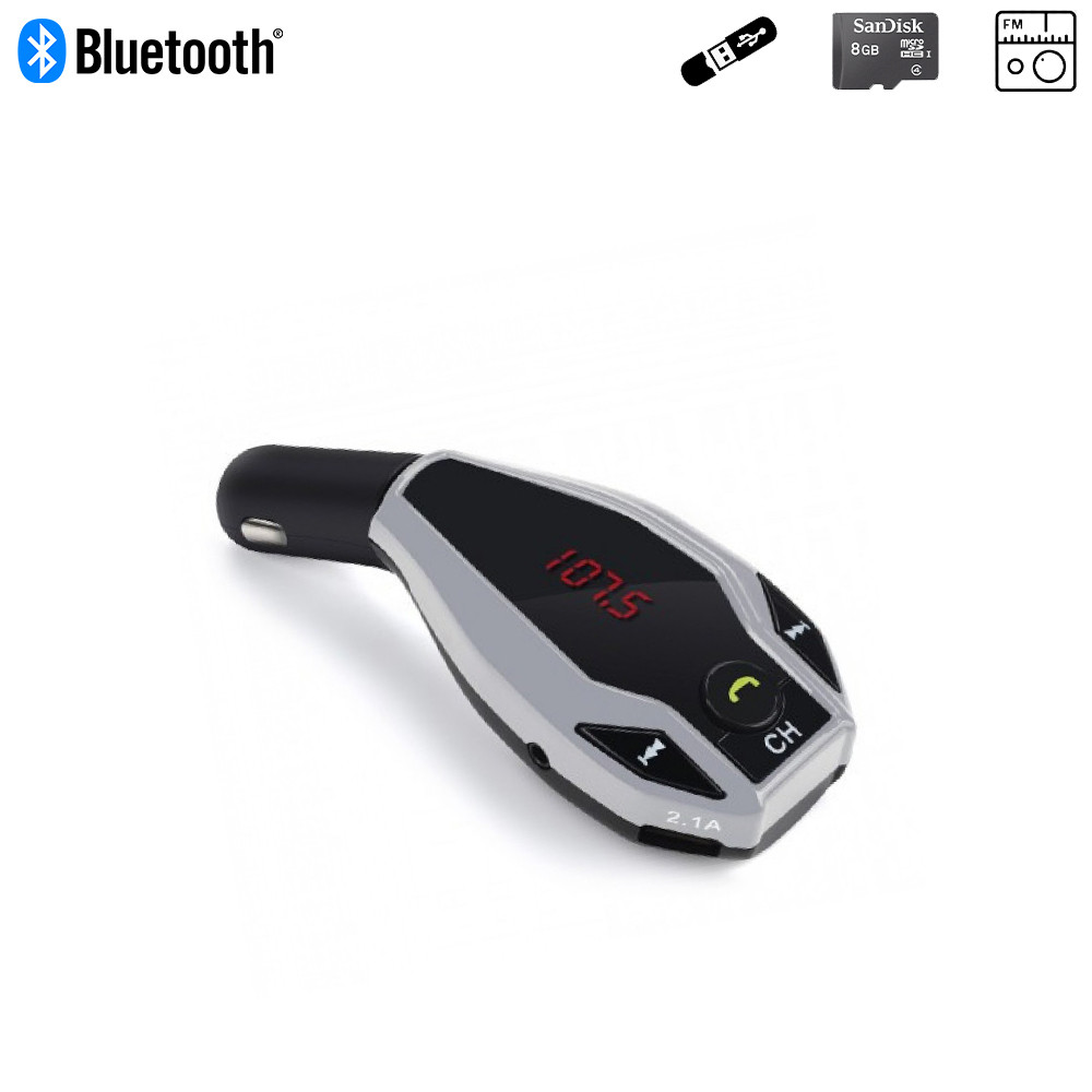 ФМ модулятор до машини FM MOD. X7 BT модулятор Bluetooth Сірий, автомобільний трансмітер для авто, фото 1