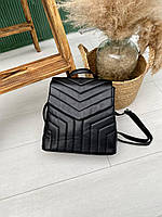 🌈 Стильний Рюкзaк чорний, м'який, з екошкіри | Жіночий рюкзачок Сrispy на 2 відділення