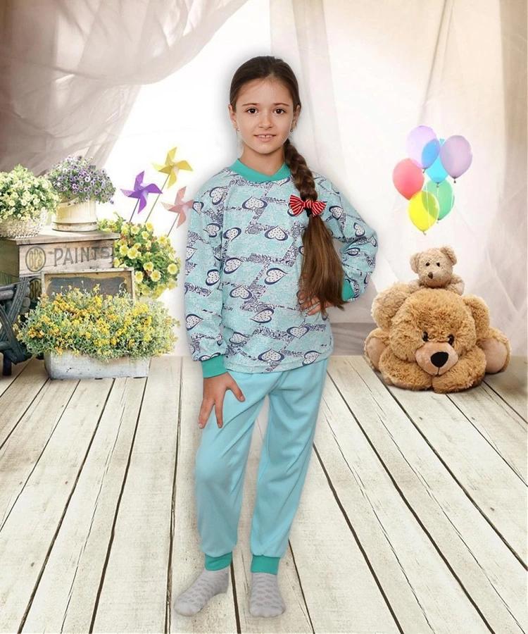 Піжама з начосом 01231 Мікс котон інтерлок