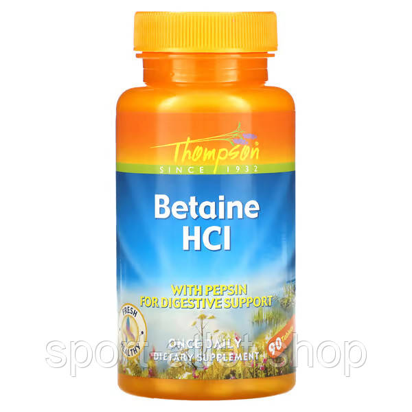 Натуральна добавка Thompson Betaine HCl, 90 таблеток, фото 1