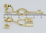 Сережки Xuping QQMM Позолота 14K пусети "Підвіски ключ із замком", фото 3