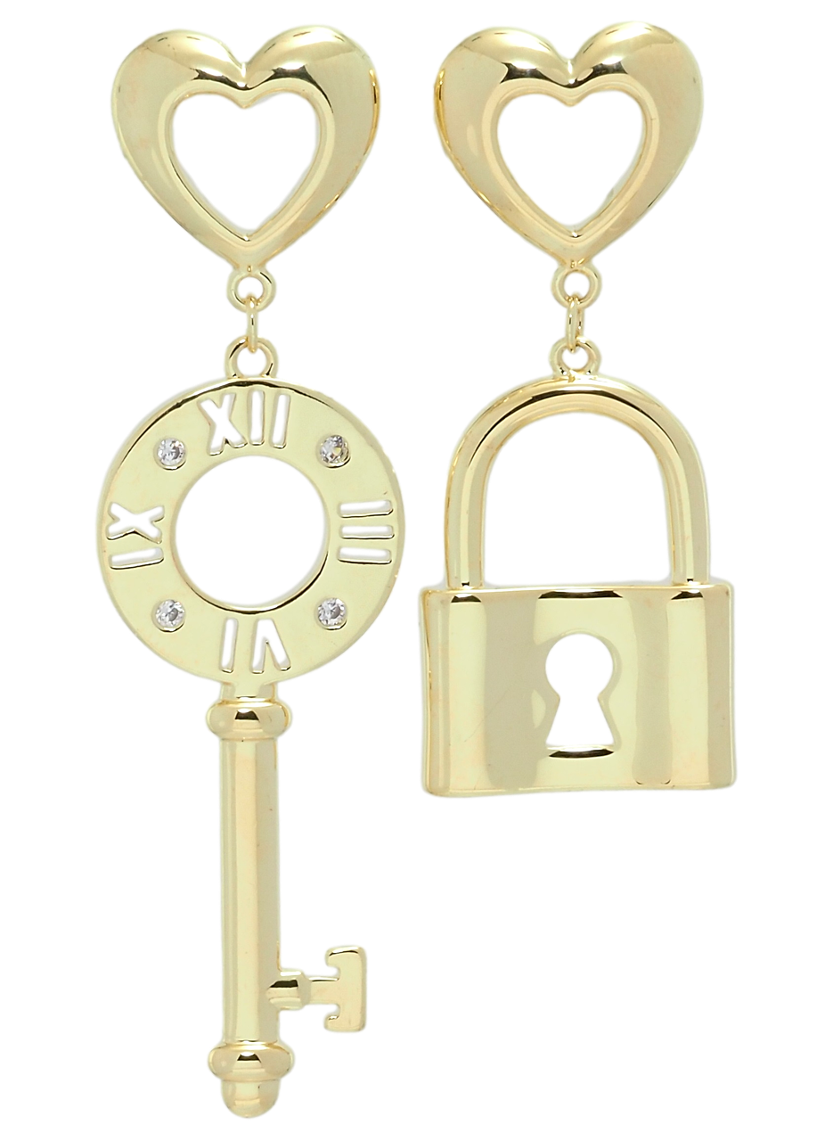 Сережки Xuping QQMM Позолота 14K пусети "Підвіски ключ із замком"