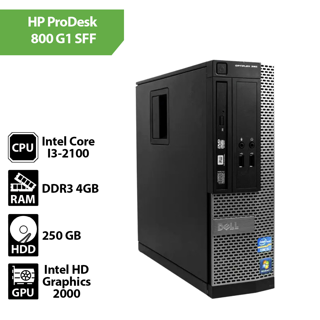 Системний блок Dell Optiplex 390 SFF (Core I3-2100 / 4Gb / HDD 250Gb)