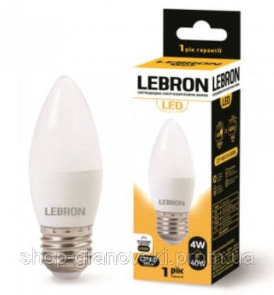 Світлодіодна лампа LED LEBRON L-С37, 4W, Е27, 4100K, 320LM, 220°, фото 2