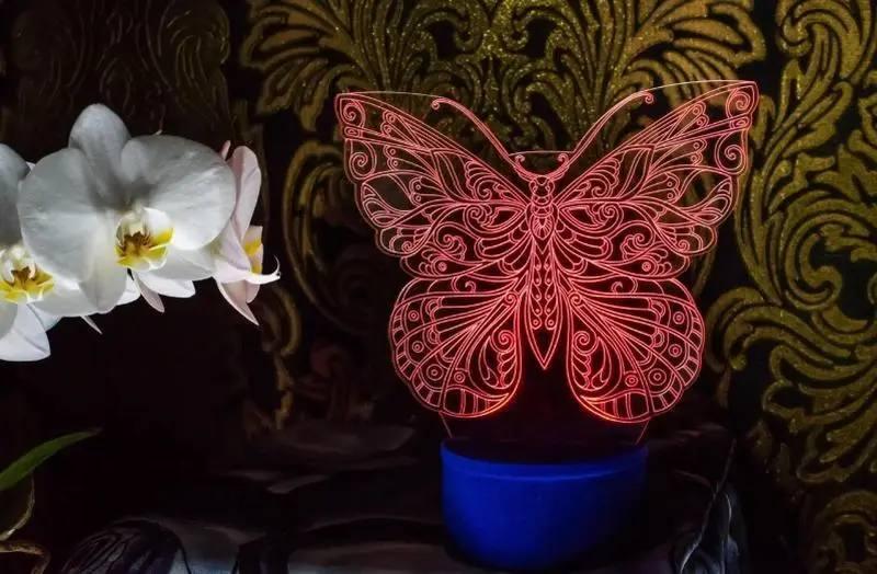 Нічник 3d лампа, світильник Метелик, подарунок, сувенір, декор, інтер'єр, оригінальний сувенір