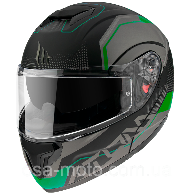 Мотошлем MT Atom SV FU40 Black-Grey-Green XL