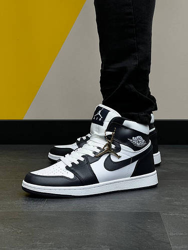 Кроссовки мужские Nike Air Jordan черно-белые, найк аир джордан кожаные ...