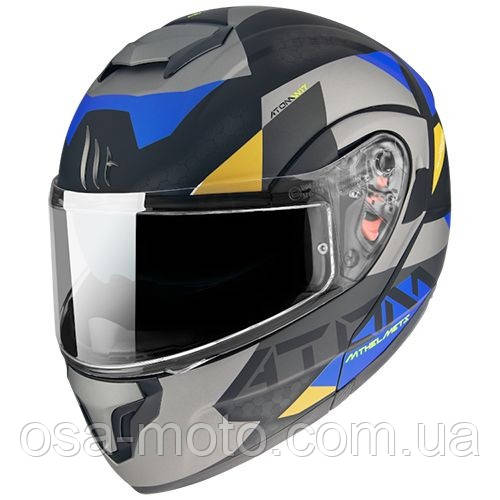 Мотошолом MT Atom SV FU40 Grey-Yellow-Blue