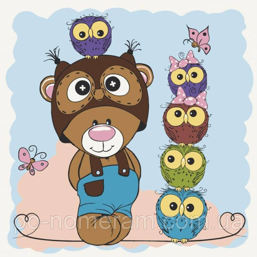 Акційна Картини за номерами ArtCraft Ведмежатко з совенятами (ACR-15564-AC) 30 х 30 см, фото 1