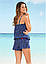 Купальник роздільний з шортиками і майкою, синій у горошок, фото 2