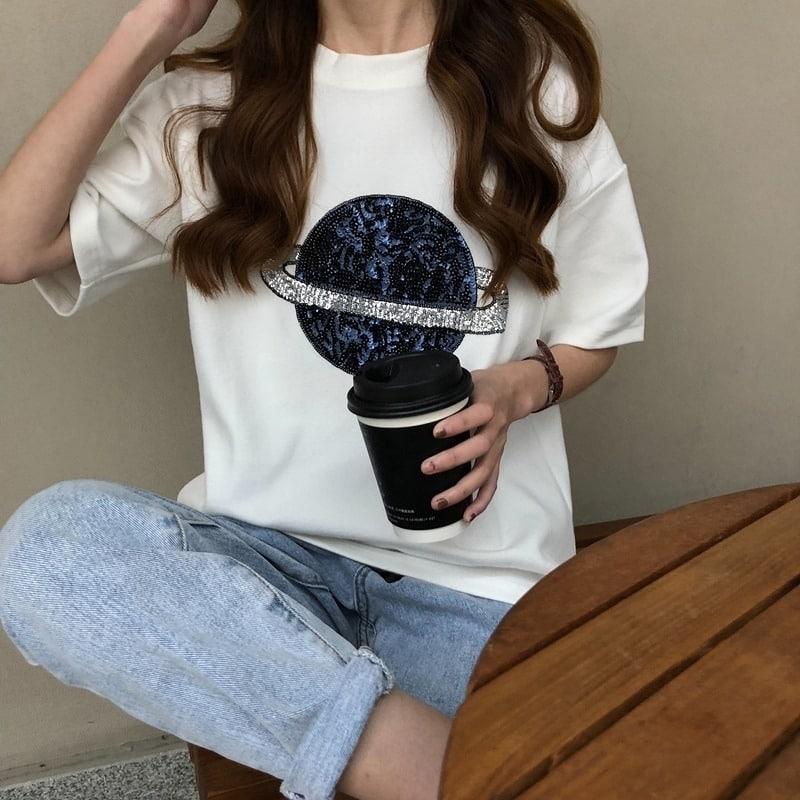 Жіноча футболка з малюнком планети (р. 42-44) 83FU1095, фото 1