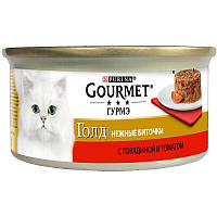 Вологий корм для котів Purina Gourmet Gold Ненні біточки з говядною і томат 85 г