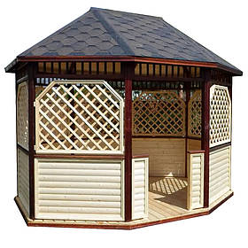 Дерев'яна овальная альтанка ОБ-1 розміром 4 на 3 метра