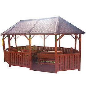 Дерев'яна овальна альтанка ОБ-2 розміром 5 на 3 м.