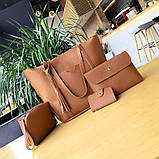 Набір жіночих сумок чорний 4в1, фото 3