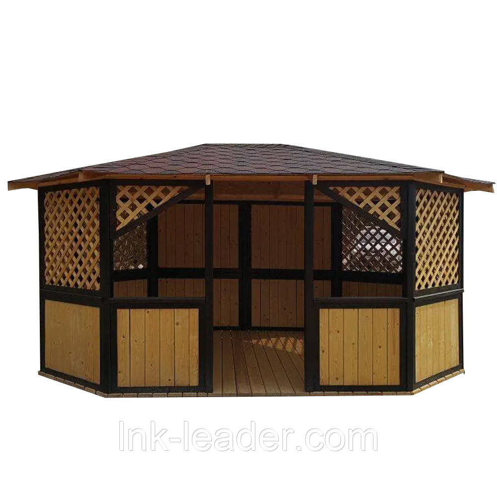 Дерев'яна овальна альтанка ОБ-3 розміром 5 на 3 м., фото 1