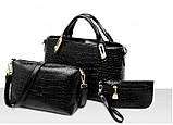 Жіноча сумка набір 3в1 з екожі білий, фото 3