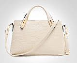 Жіноча сумка набір 3в1 з екожі білий, фото 4