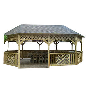 Дерев'яна овальна альтанка ОБ-6 розміром 5 на 4 м.