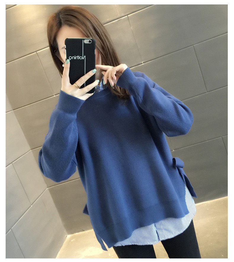 Світер жіночий з розрізами і бантиками синій, розмір S, фото 1