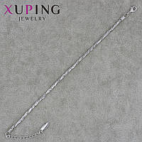 Браслет Xuping жіночий тонкий застібка-карабін сріблястого кольору кіска плетена розмір 22 см ширина 2 мм