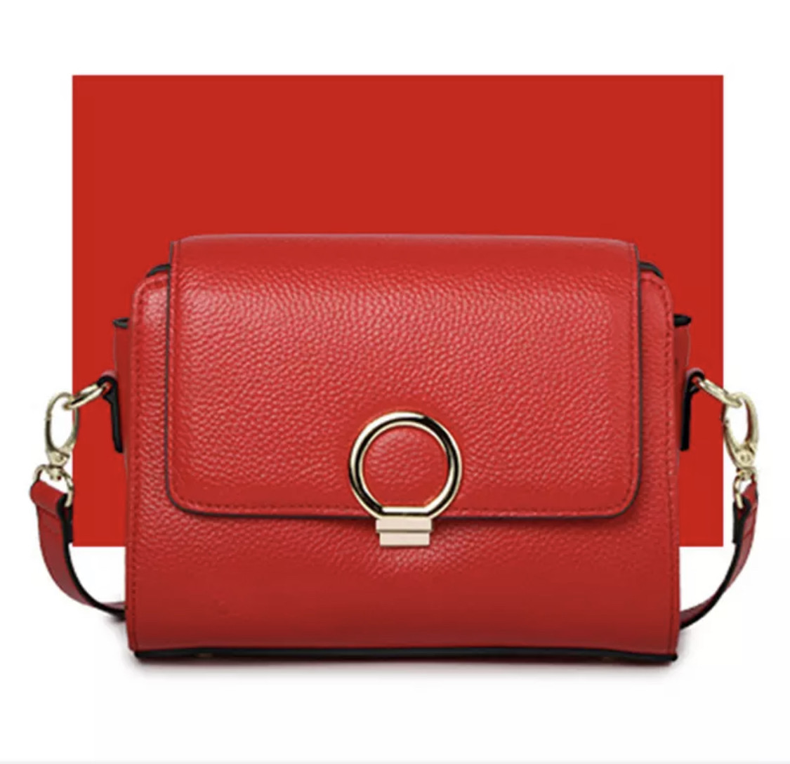 Шкіряна сумочка жіноча яскраво-червона