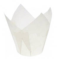 Бумажные формы тюльпан белые для капкейков 10штук