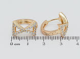 Сережки Xuping QQMM Позолота 18K англійський замок "Бантики з цирконієм", фото 3
