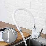 Змішувач для кухні Frap F4041 з гнучким виливом, білий/хром, фото 4