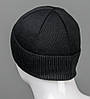 Вязана вовняна чоловіча шапка з відворотом Nord на флісі,  (171812), Чорний, фото 2