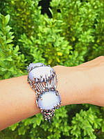 Срібний браслет "Асканелі" з рожевим кварцом!