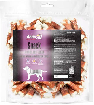 Ласощі AnimAll Snack м'ясо качки на кальцієвій кістці, для собак, 500 г