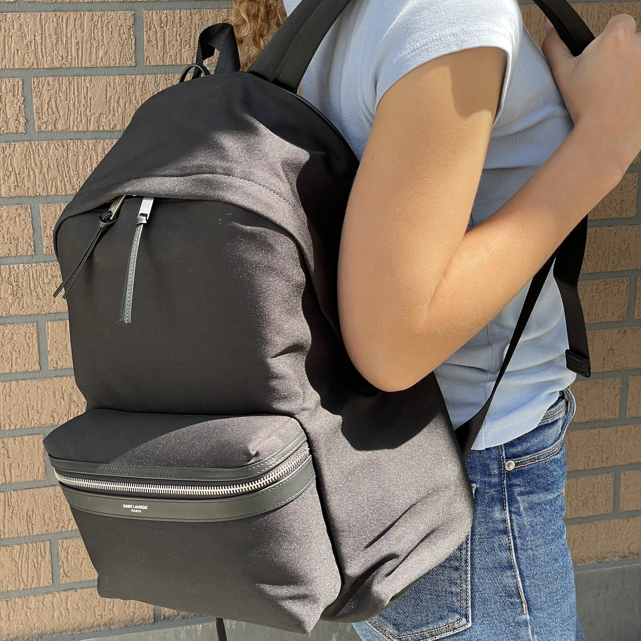 Рюкзак з принтом логотипу Yves Saint Lurent текстільний