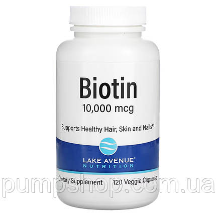 Біотин Lake Avenue Nutrition Biotin 10,000 мкг 120 капс., фото 1
