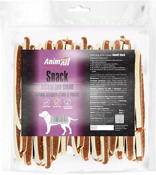 Ласощі AnimAll Snack качині сендвіч-стіки з рибою, для собак, 500 г