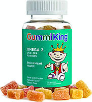 GummiKing Омега-3 ДГК + ЭПК для детей клубника, апельсин и лимон. 60 жевательных конфет