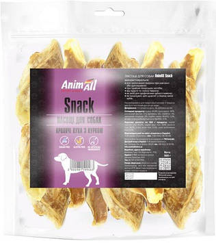 Ласощі AnimAll Snack вуха кролика з куркою, для собак, 500 г