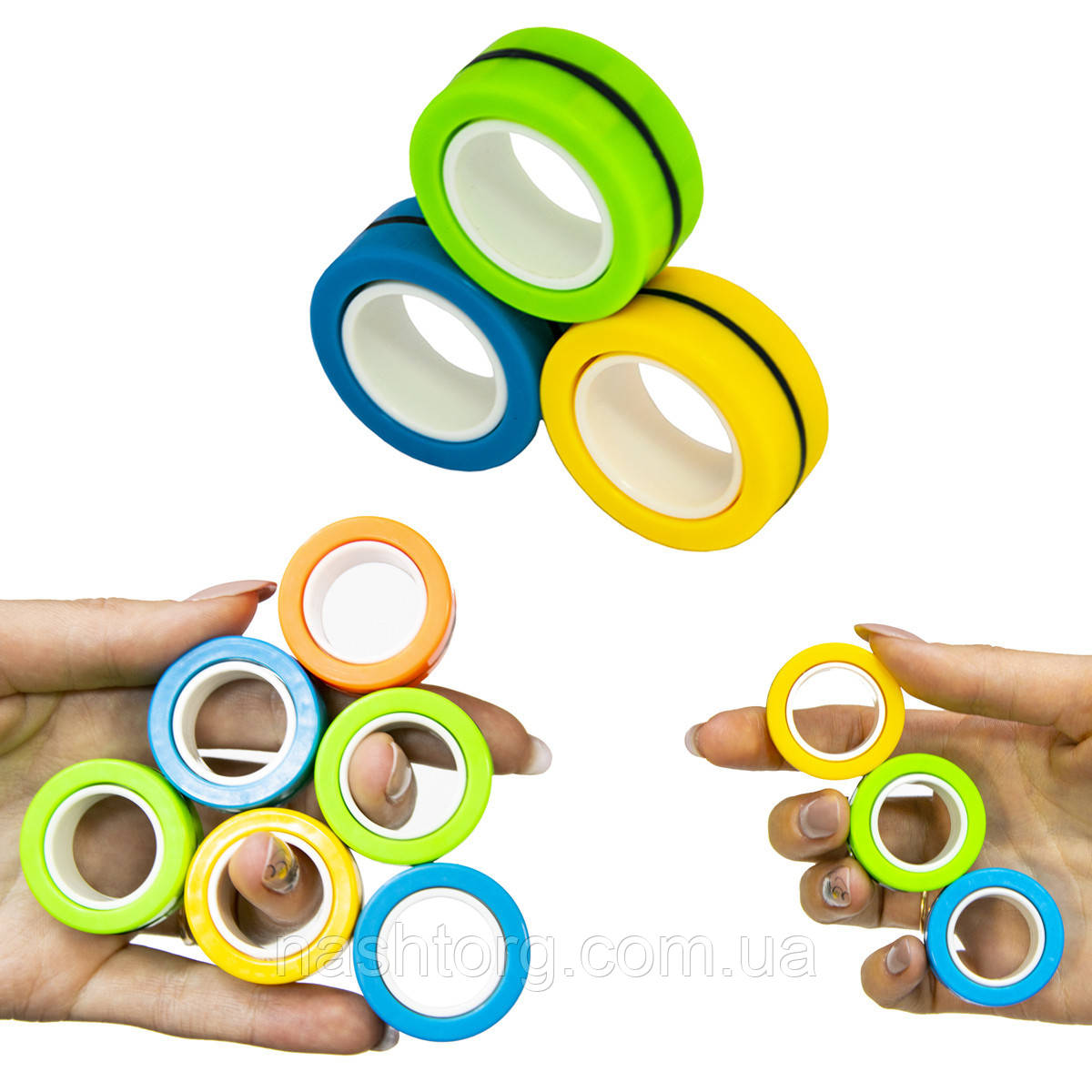 Магнитные кольца антистресс фитжет Stress refief - Magnetic Ring магнитный спиннер 3 шт | антистресс игрушки