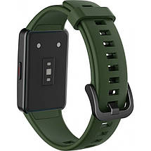Силіконовий ремінець для фітнес-браслетів Huawei Honor Band 6 (Темно-зелений), фото 3