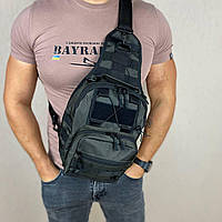 Мужская тактическая нагрудная сумка барсетка через плечо слинг мини рюкзак, цвет хаки, многофункциональная