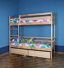 Підліткове ліжко двоярусне з висувними ящиками лакове для двох дітей "Babyson 4" (80x190см)