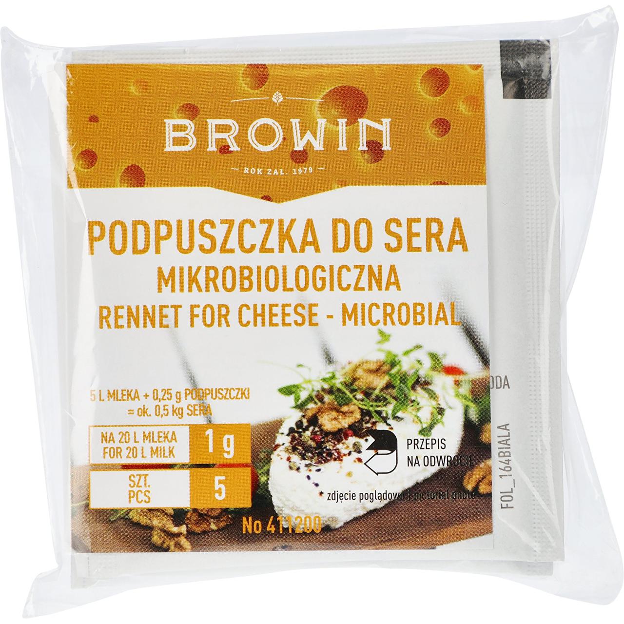 Закваска Browin для сичужних сирів — 5×1 г, на 100 л молока, для коров’ячого, козячого та соєвого молока