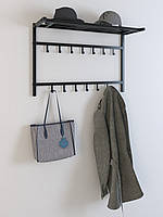 Вішалка для одягу Н2-80см ЧОРНА з полицею для головних уборів (металева, розбірна)