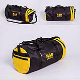 Cпортивна чоловіча сумка 40L ДЛЯ ЄДИНОБОРСТВ чорна з жовтим для тренування і зали, фото 4