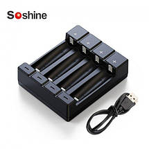 Зарядний пристрій Soshine Chocolate 4 для AA/AAA Ni-MH/Li-Ion/LFP, USB, LED-індикатор, 4ch, фото 3