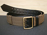 Ремінь офіцерський польовий койот ( стропа + шкіра ) 80 - 100 см, фото 2